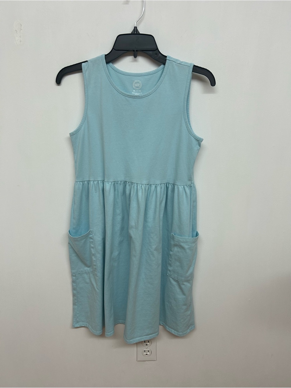 Girls wonder nation Light Blue Sleeveless Pocket Dress 14-16